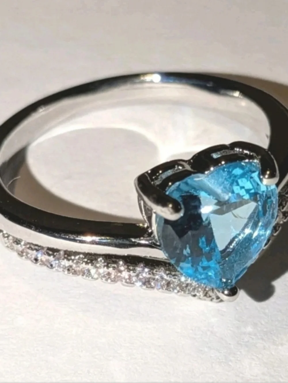Lab-Created Blue Topaz 3ct Heart Cut Women's Engagement Ring White Gold Plated